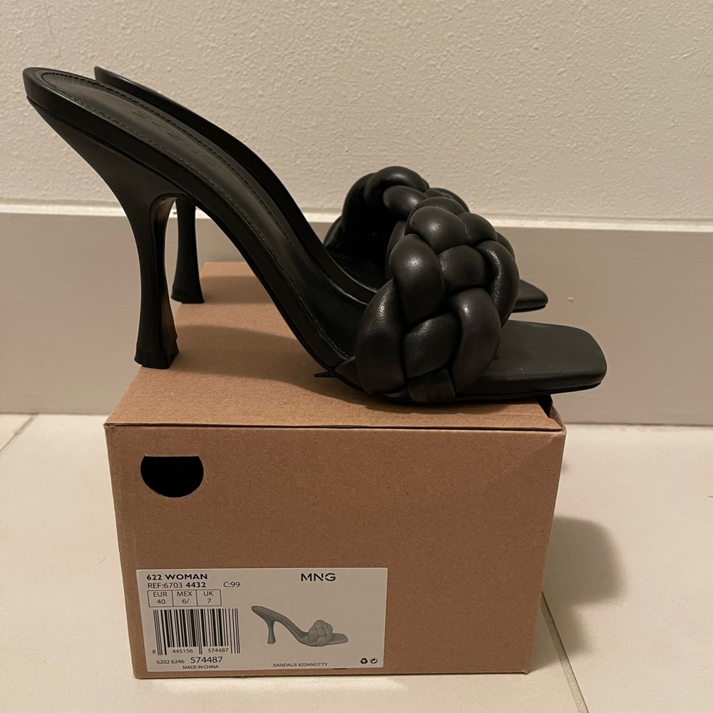 MANGO braided mule black leather size 40